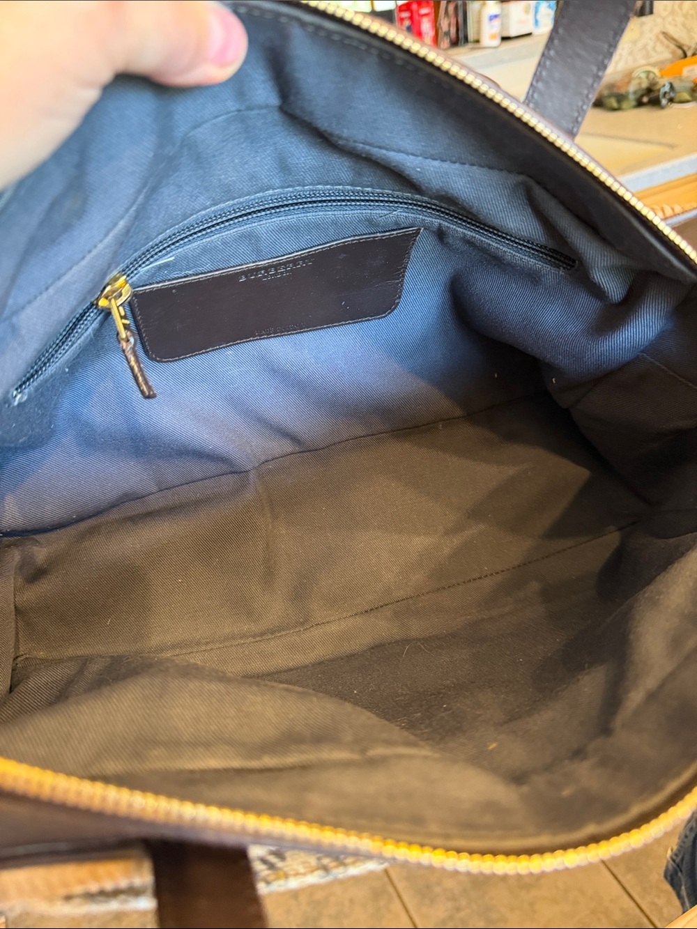 Burberry Vintage Satchel Leather, Wool & Corduroy - Picture 3 of 4